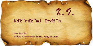 Körömi Irén névjegykártya